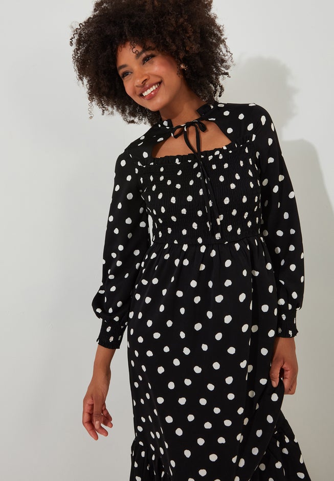 Long Sleeve Smocked Midi Dress image number 3