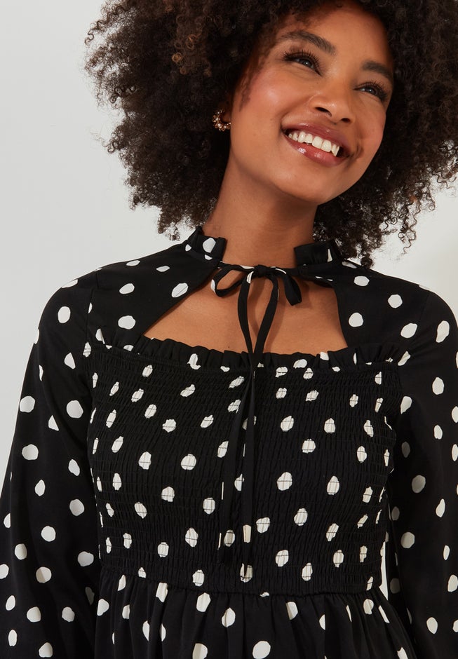 Long Sleeve Smocked Midi Dress image number 5