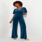 Flutter Sleeve Velvet Jumpsuit image number null