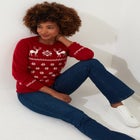 Novelty Holiday Snowflake Pullover Sweater image number null