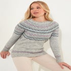 Fair Isle Rib Trim Crewneck Pullover image number null