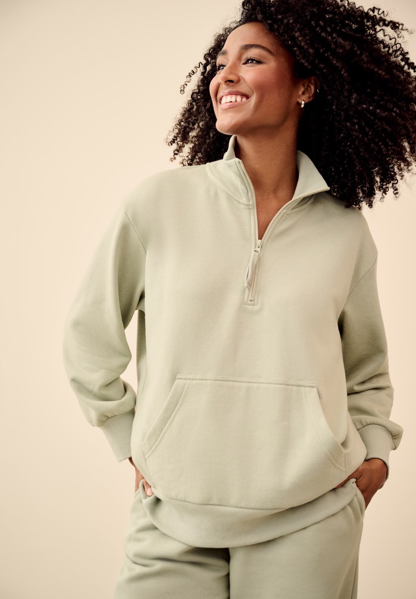 &frac14; Zip Collar Fleece Sweatshirt image number 0