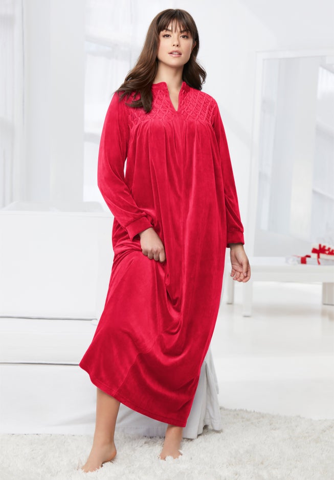 Smocked Velour Long Robe image number 5