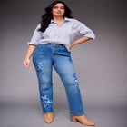 Embroidered Straight Leg Jean image number null