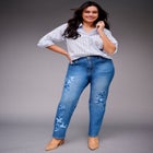 Embroidered Straight Leg Jean image number null