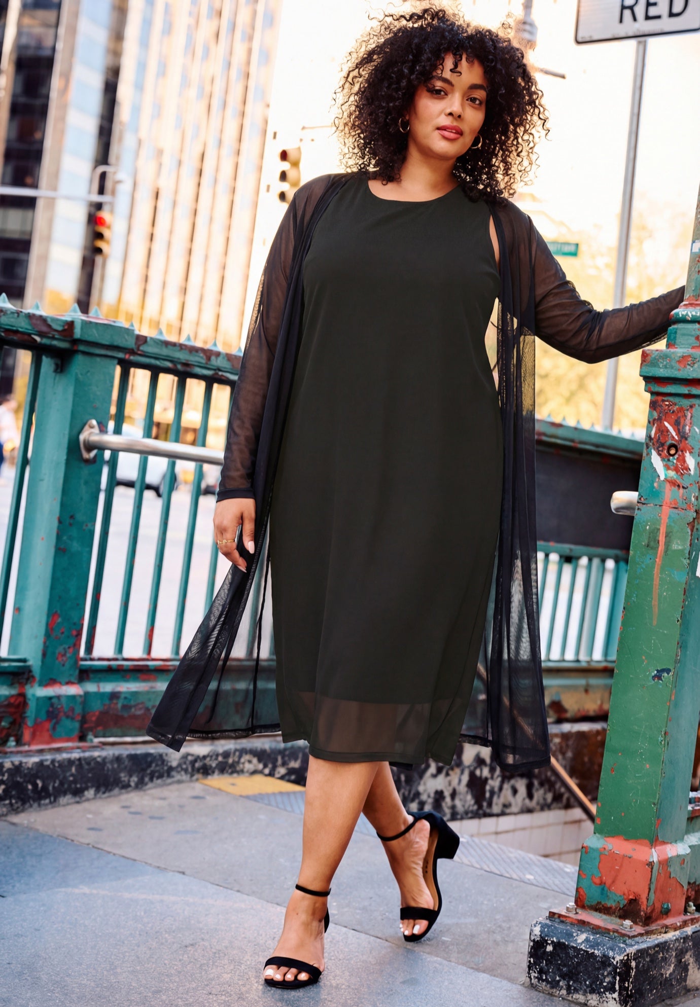 Long Sleeve Mesh Duster image number 0