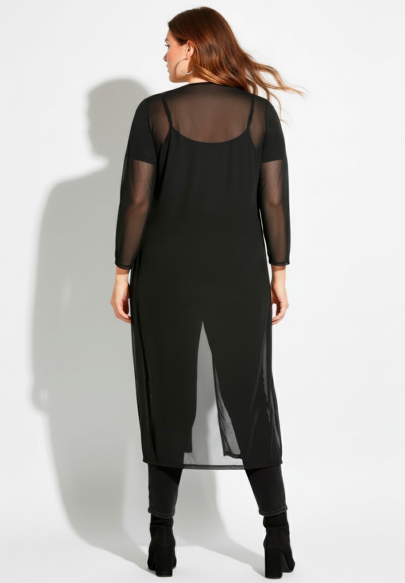 Long Sleeve Mesh Duster image number 2