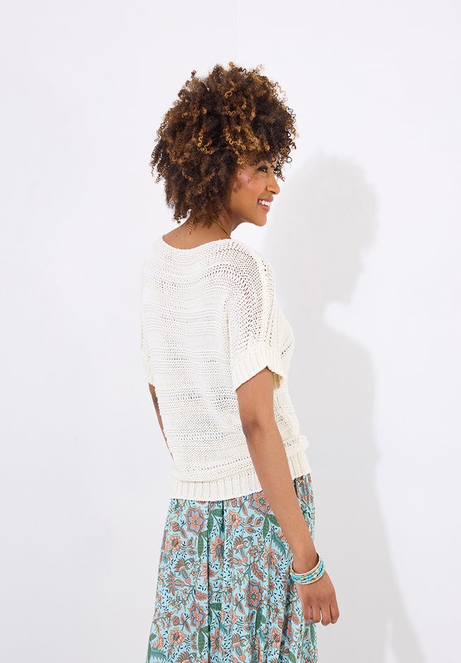 Boatneck Pointelle Sweater image number 2