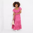 Square Neck Smocked Crinkle Maxi Dress image number null