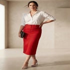 Classic Cotton Denim Midi Skirt image number null