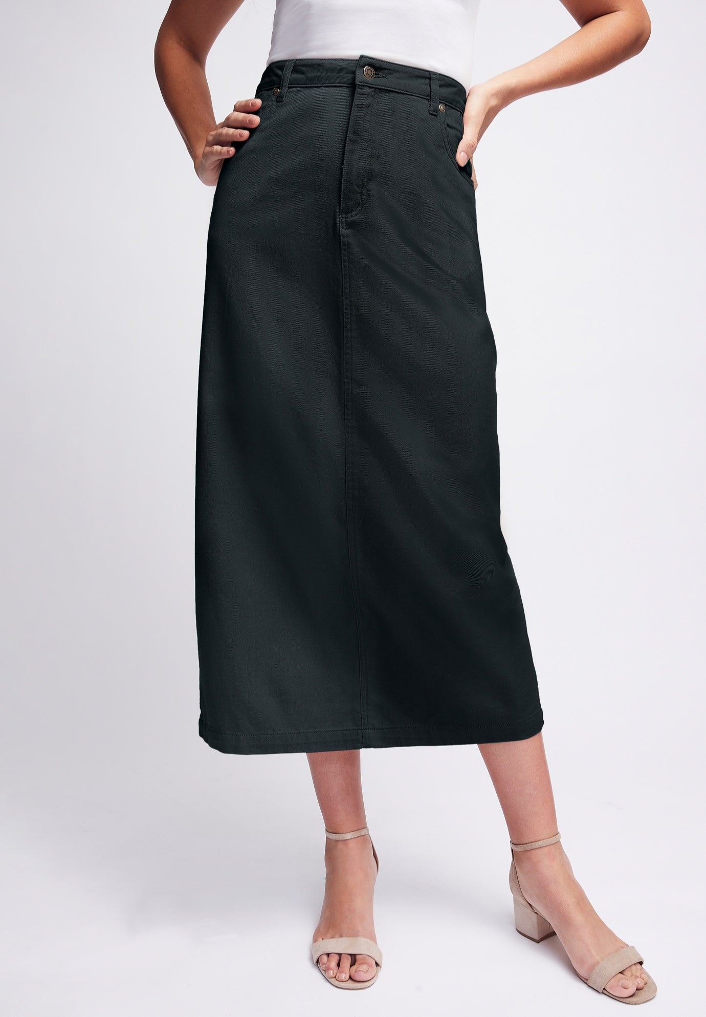 Classic Cotton Denim Midi Skirt image number 0