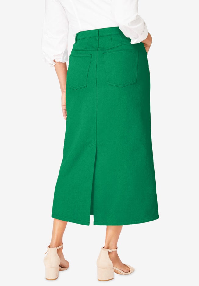 Classic Cotton Denim Midi Skirt image number 2