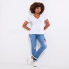 V-Neck Eyelet Tee image number null