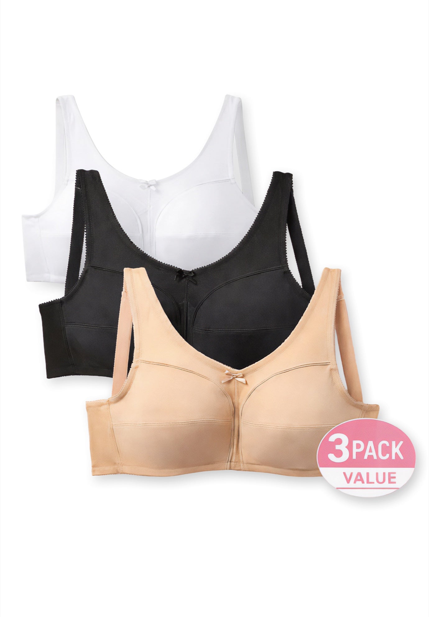 3-Pack Cotton Wireless Bra image number 0