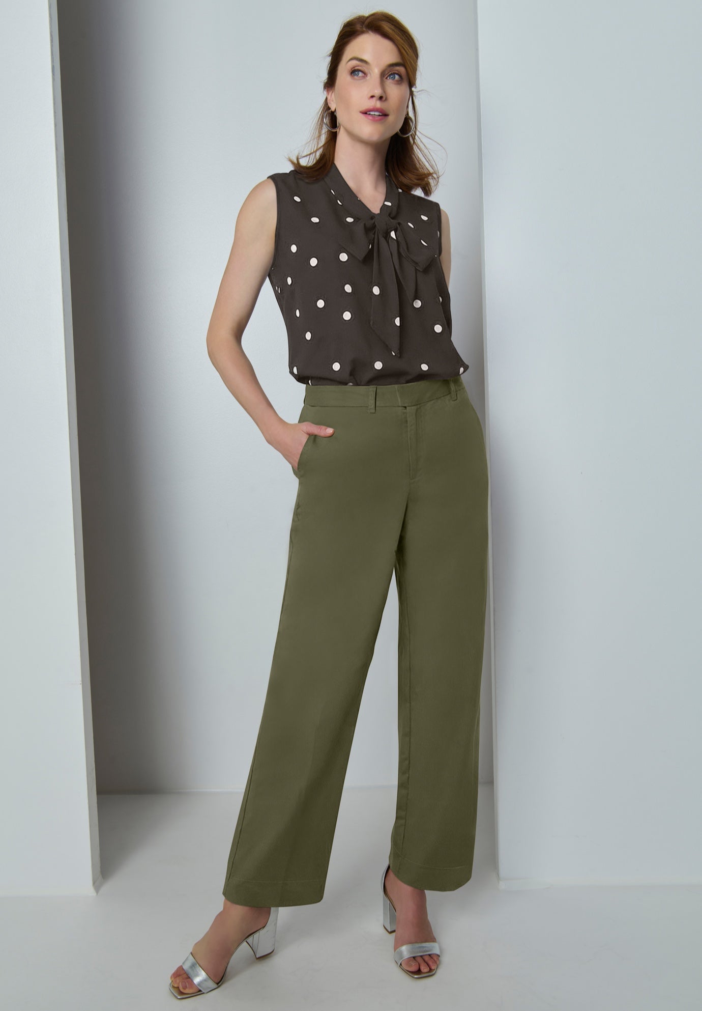 Stretch Poplin Wide-Leg Trouser image number 0
