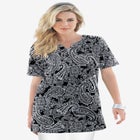 Plus Size Soft Knit Print Tunic with Notch Neckline image number null