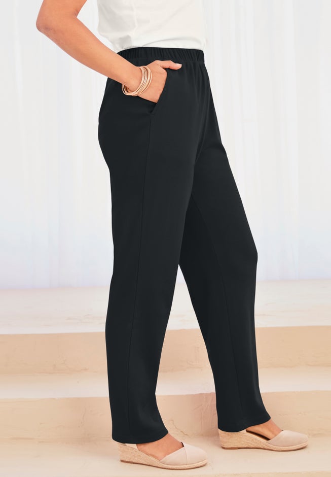 Plus Size Soft Knit Relaxed Pull-On Straight Leg Pant image number 2