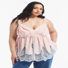 Lace-Trim Satin Camisole Top image number 1