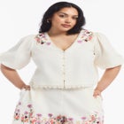 Lace-Trim Embroidered Poplin Top image number 1
