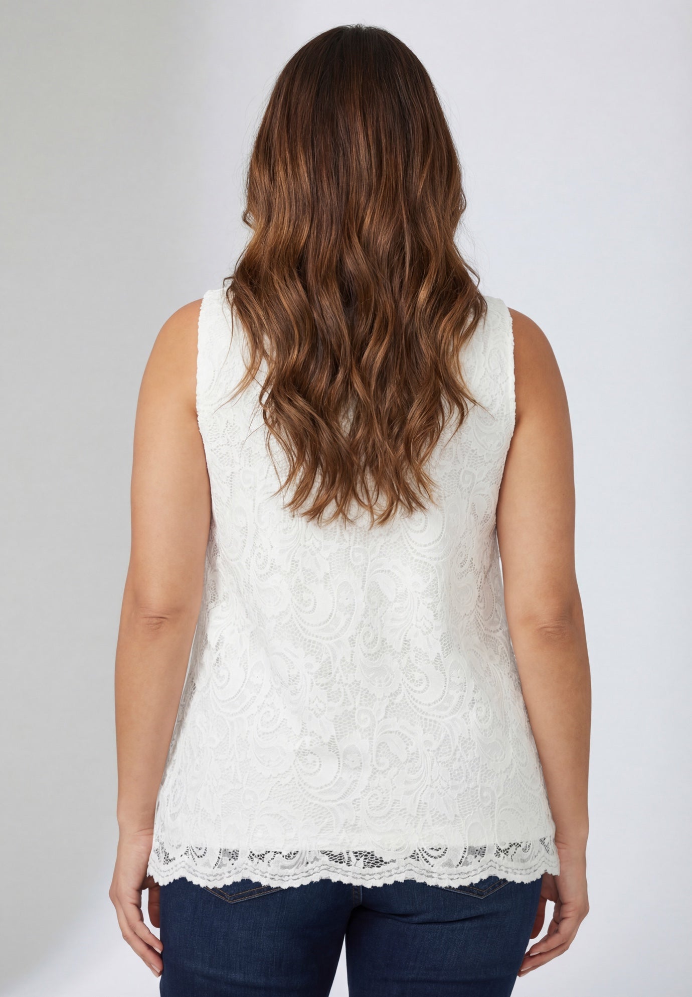 Sleeveless Stretch Lace Tank image number 3