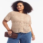 Short-Sleeve Pointelle Cardigan image number null