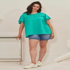 Knit Lace Yoke Tee image number null