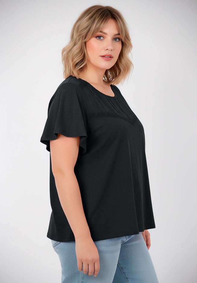 Knit Lace Yoke Tee image number 2