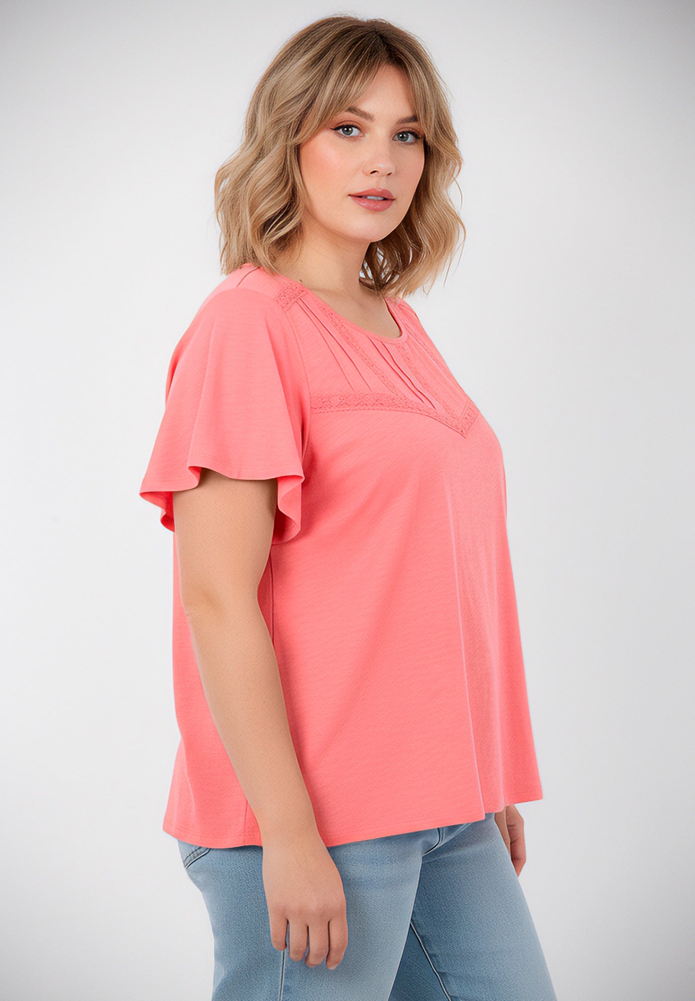 Knit Lace Yoke Tee image number 2