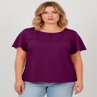 Knit Lace Yoke Tee image number null