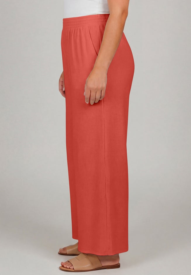 Knit Gauze Smocked Wide-Leg Pants image number 3