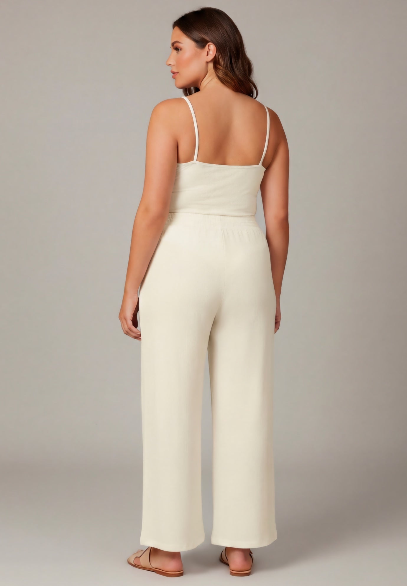 Knit Gauze Smocked Wide-Leg Pants image number 3