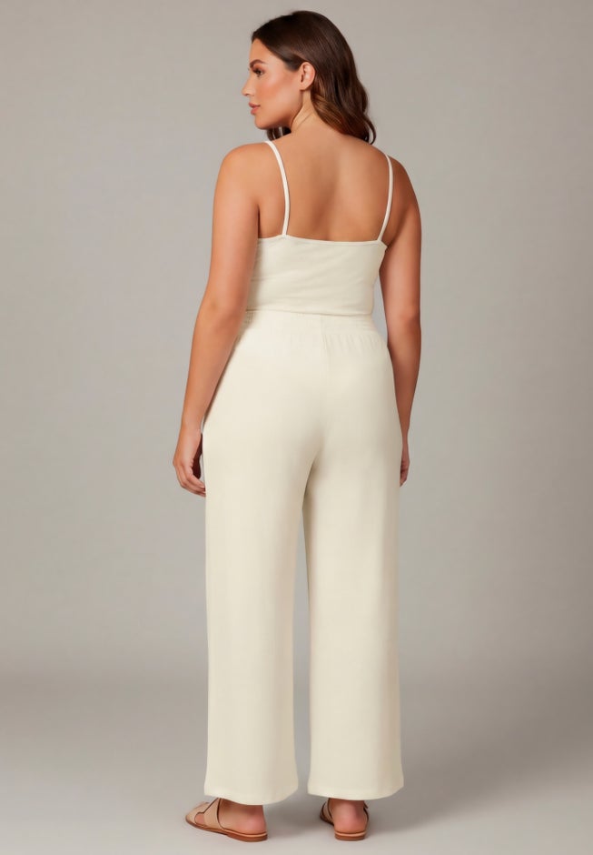 Knit Gauze Smocked Wide-Leg Pants image number 3