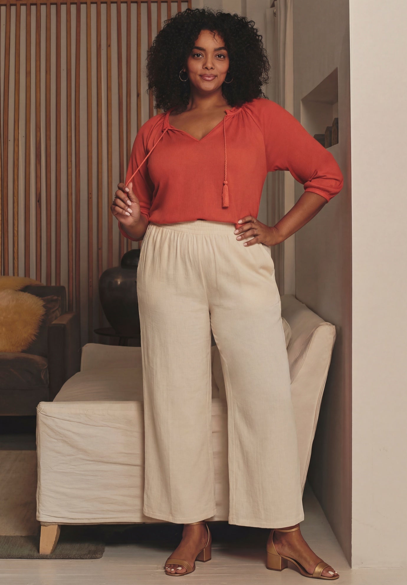 Knit Gauze Peasant Tunic image number 1