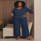 Knit Gauze Smocked Wide-Leg Pants image number null