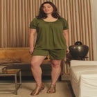 Knit Gauze Smocked Shorts image number null