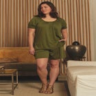 Knit Gauze Smocked Shorts image number 1