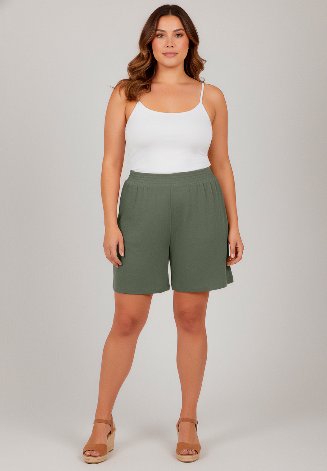 Knit Gauze Smocked Shorts image number 1