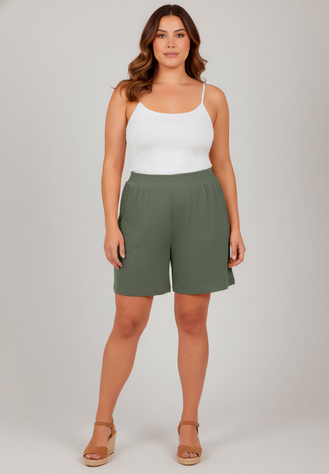 Knit Gauze Smocked Shorts image number 1