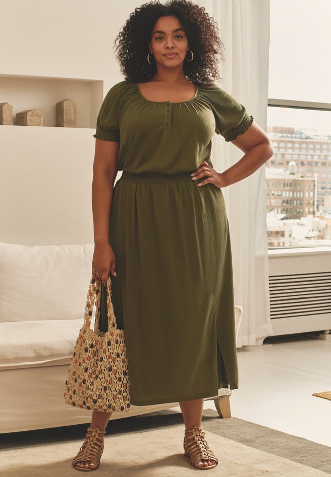 Knit Gauze Smocked Skirt image number 1