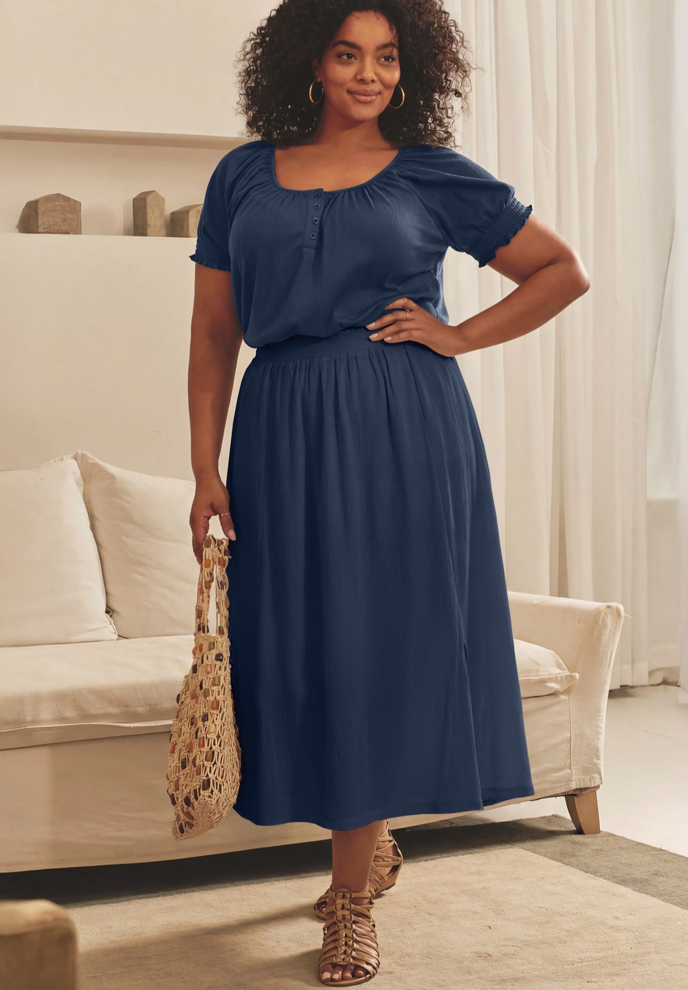 Knit Gauze Smocked Skirt image number 0