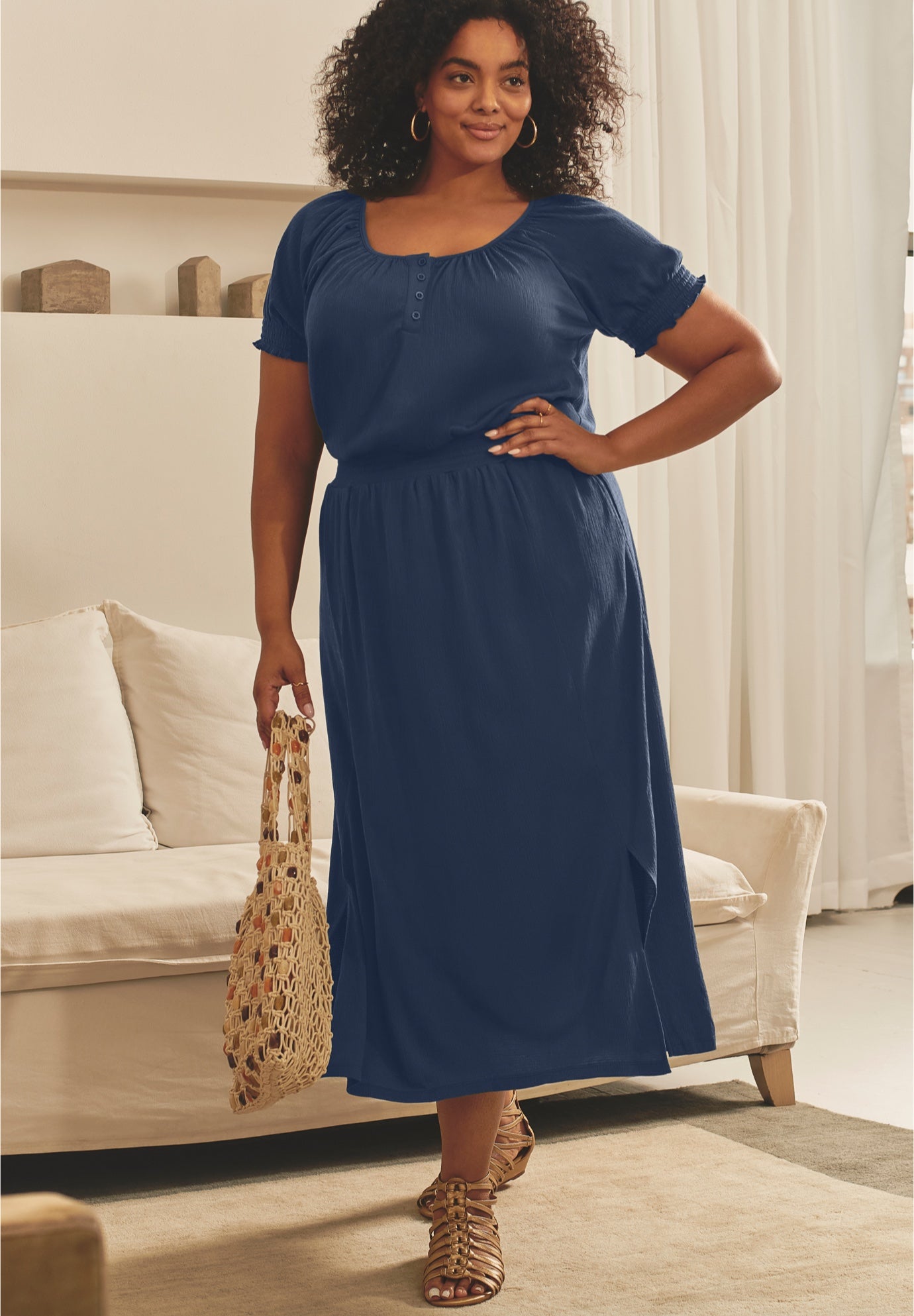 Gauze Puffed Sleeve Top image number 1