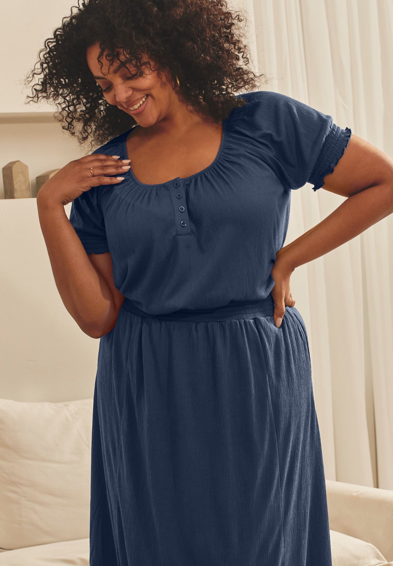 Gauze Puffed Sleeve Top image number 0