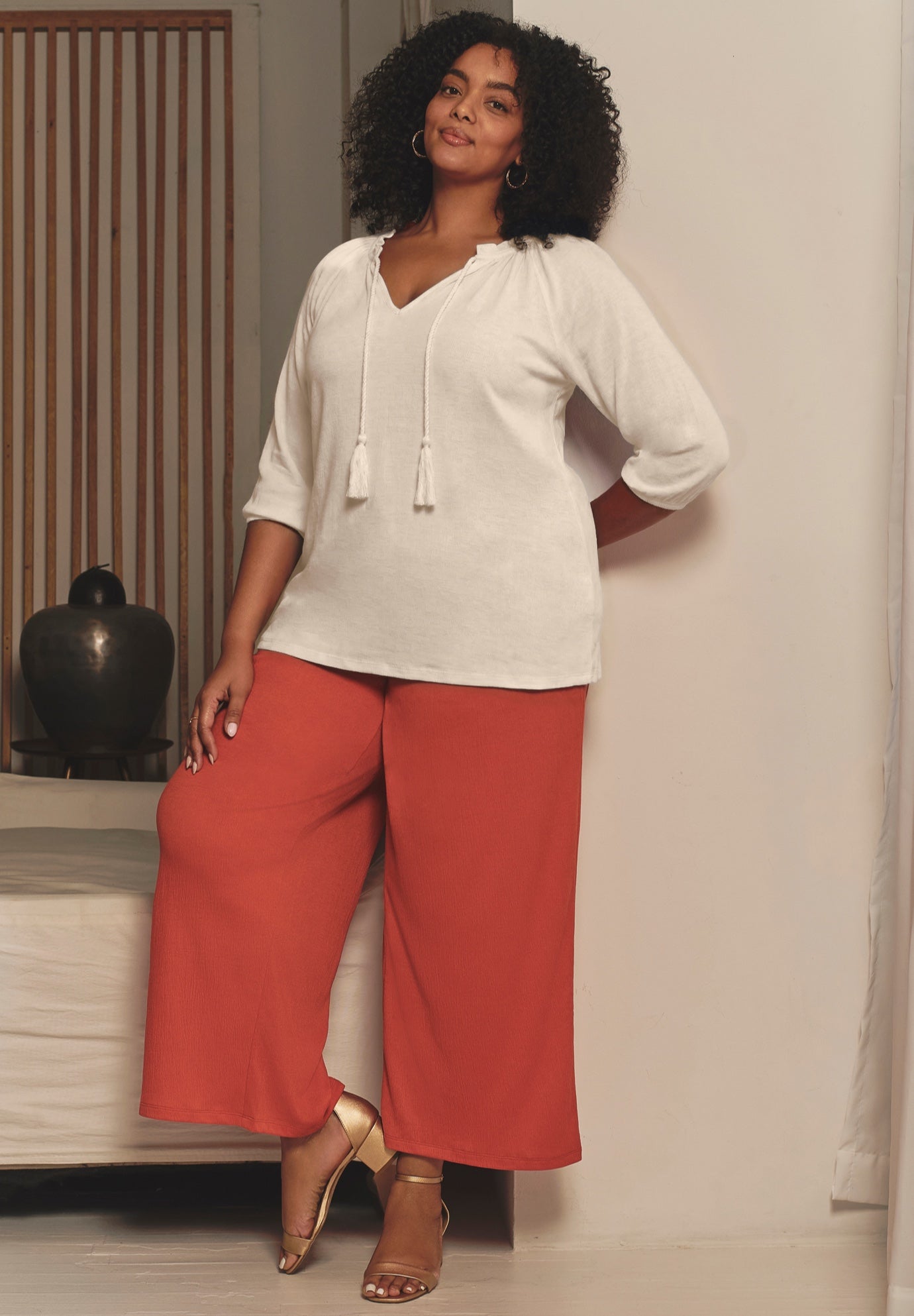 Knit Gauze Peasant Tunic image number 0