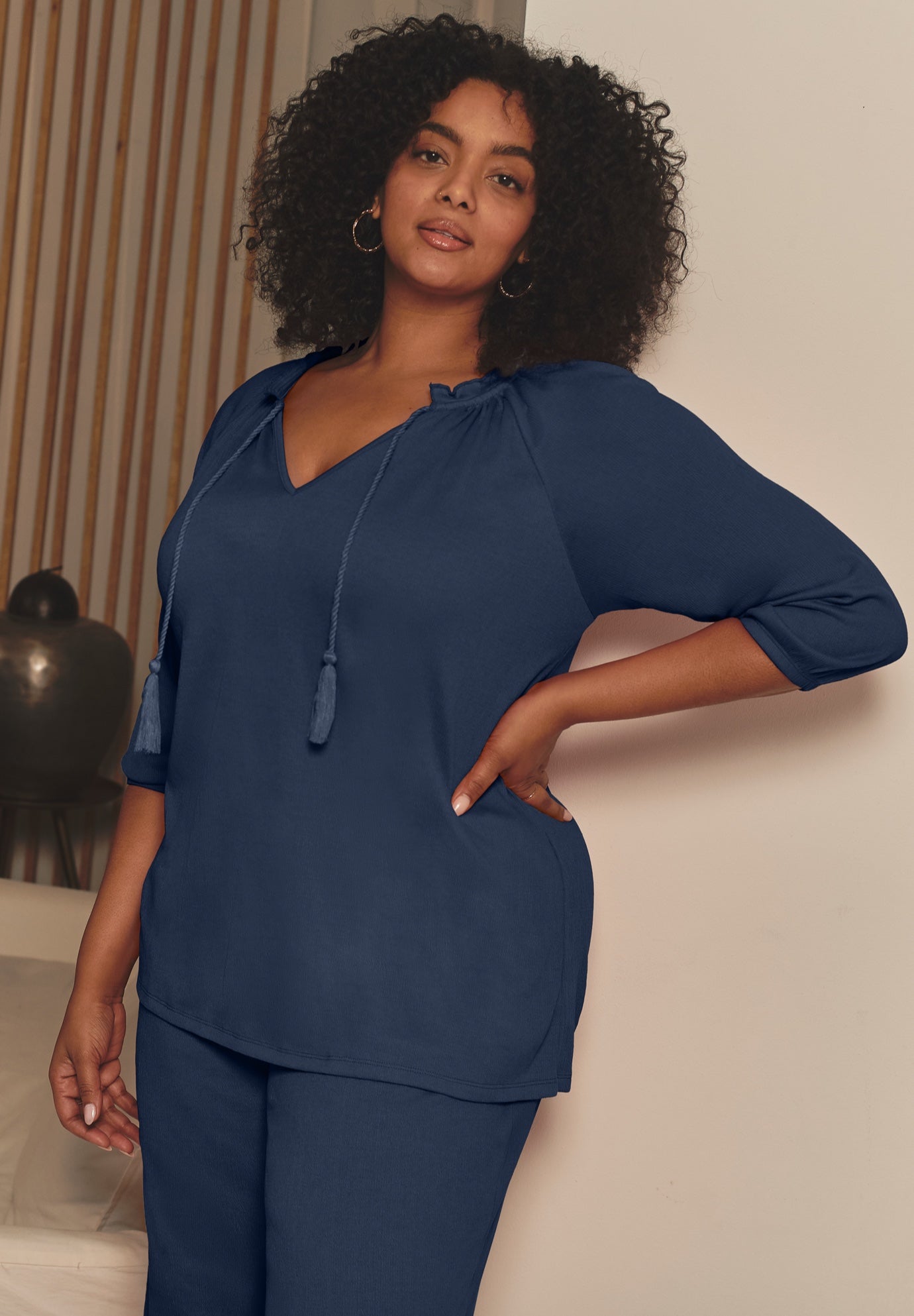 Knit Gauze Peasant Tunic image number 0