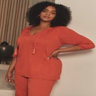 Knit Gauze Peasant Tunic image number null