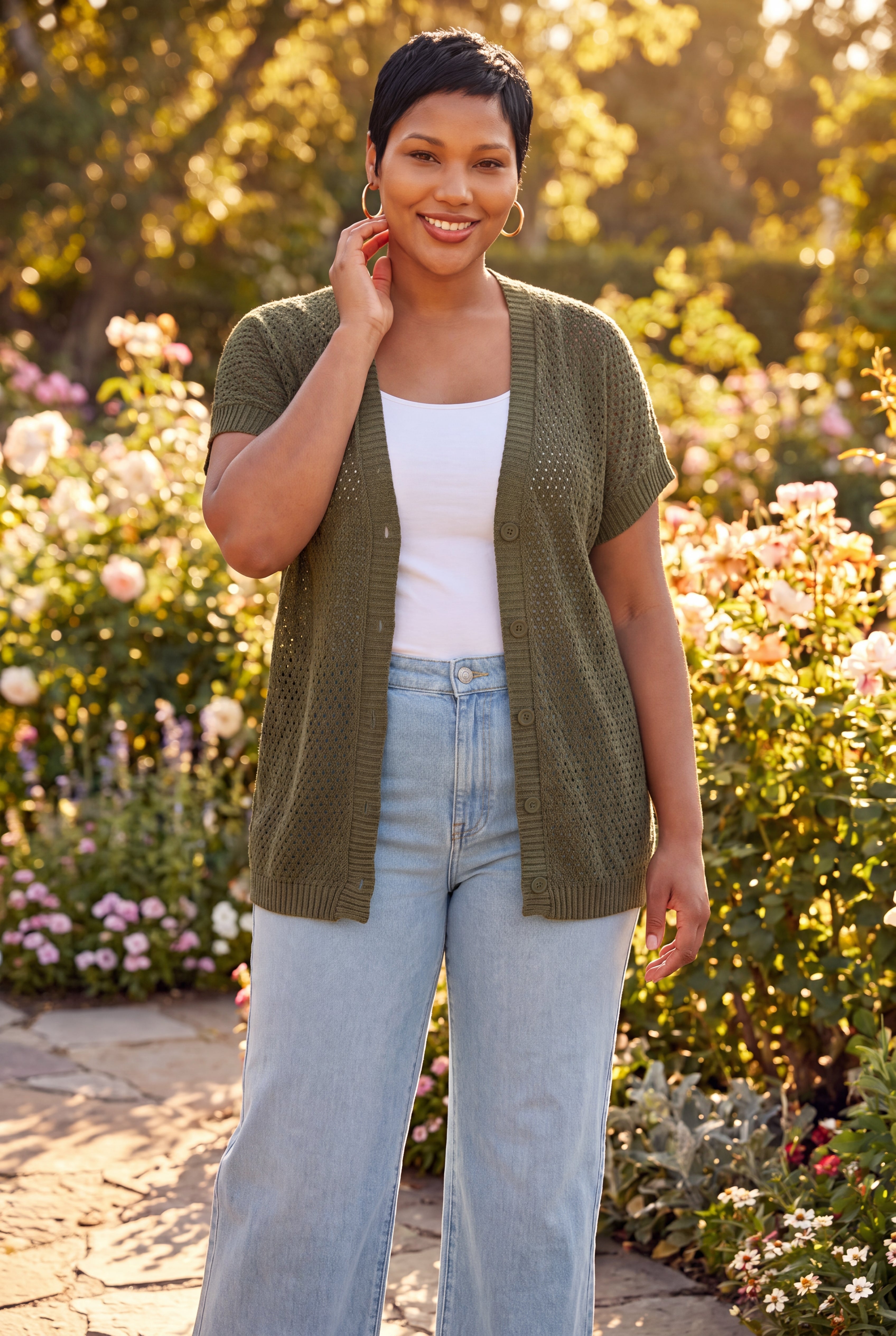 Short Sleeve Button Front Cardigan image number 0