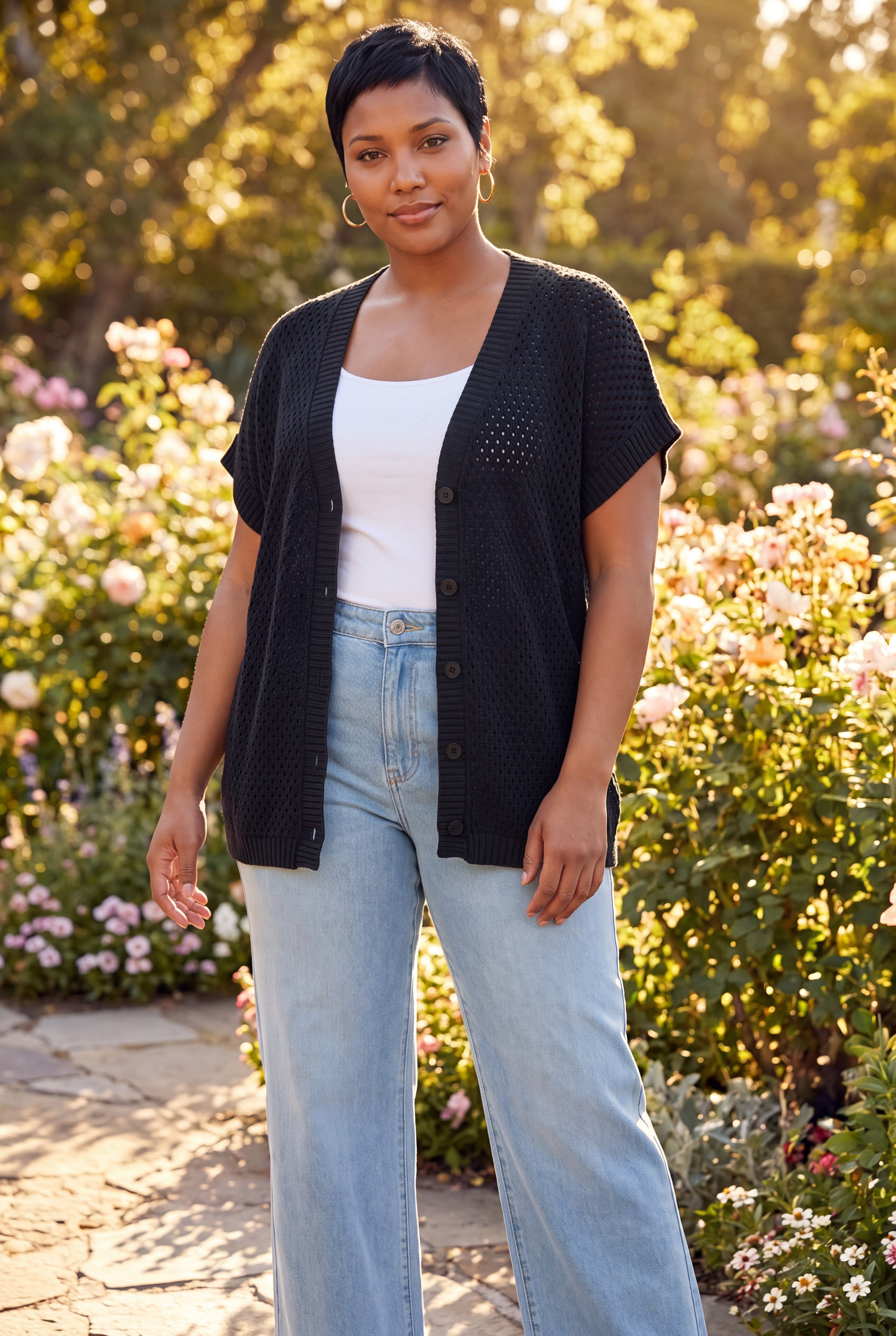 Short Sleeve Button Front Cardigan image number 1