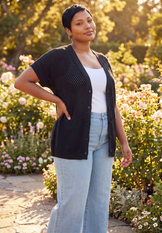 Short Sleeve Button Front Cardigan image number 2