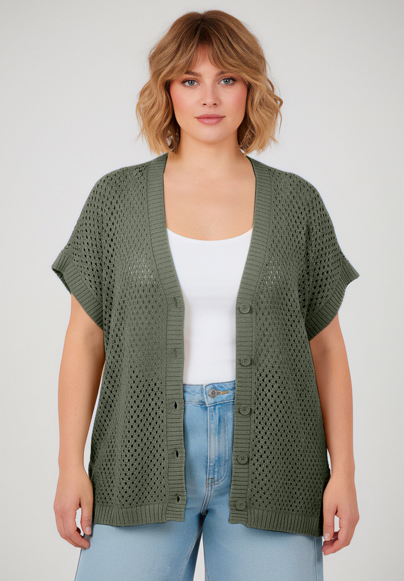 Short Sleeve Button Front Cardigan image number 0