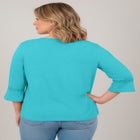 Crochet Trim Ruffle Sleeve Top image number null